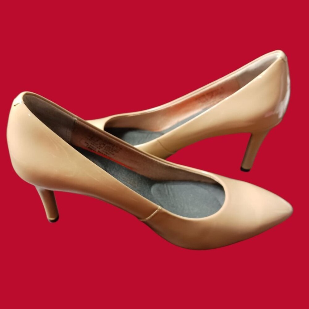 Rockport Total Motion Womens Patent Leather Pointed-Toe Heels Beige Size 5.5 - Picture 5 of 12